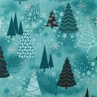 It's Snowflake- Trees- Teal/Metallic